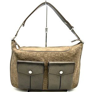 CELINE CE00 22 Handbag Shoulder Bag C Macadam Suede Leather Brown Women's